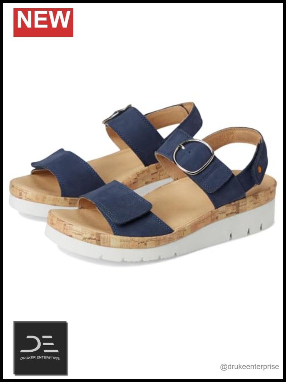 Leather Platform Wedge Sandals with Adjustable Straps